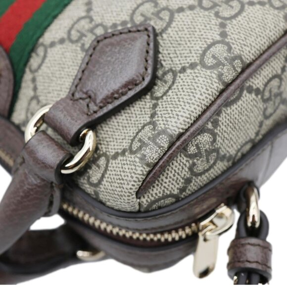 Gucci Ophidia Mini GG Supreme Canvas Boston Shoulder Bag Beige 838478 - Picture 7 of 13